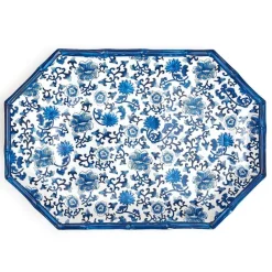 Kitchen & Dining^Two's Company Blue Floral Pattern Octagonal Serving Tray