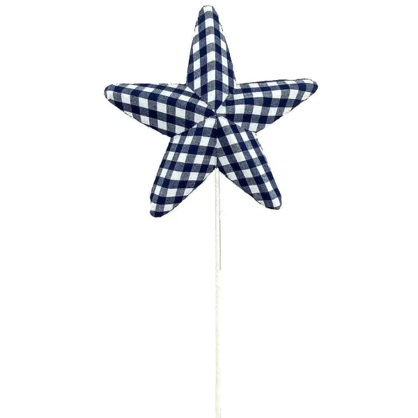 Picks^Liberty Floral Blue Gingham Star Pick