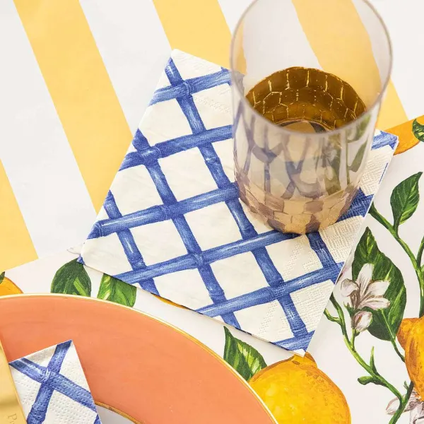 Spring^Hester & Cook Blue Lattice Cocktail Napkin Set