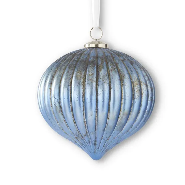 Spring^K&K Interiors Blue Mercury Glass Ornament, 8.5"
