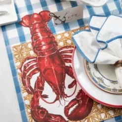 Kitchen & Dining^Hester & Cook Blue Painted Check Runner