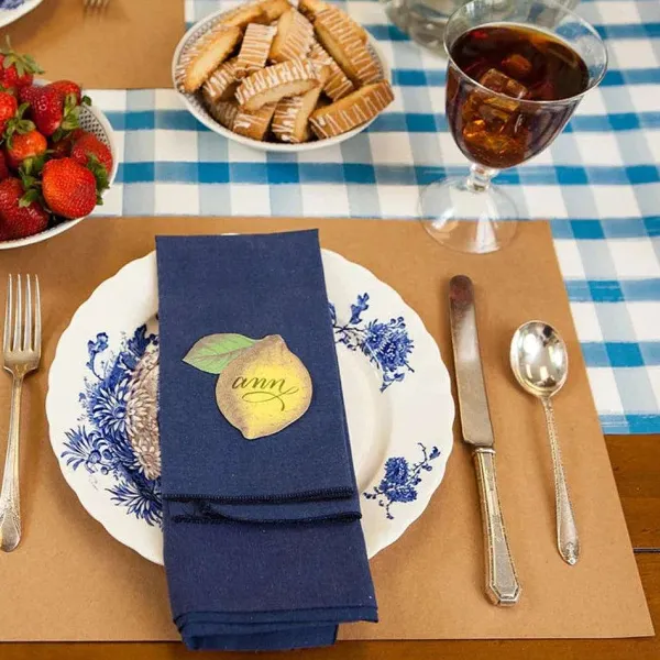 Kitchen & Dining^Hester & Cook Blue Painted Check Runner