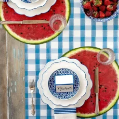 Kitchen & Dining^Hester & Cook Blue Painted Check Runner