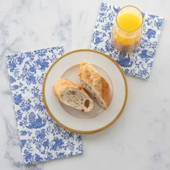 Spring^Hester & Cook Blue Regal Peacock Cocktail Napkin Set