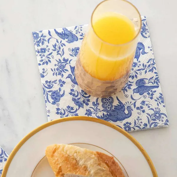 Party Diy^Hester & Cook Blue Regal Peacock Cocktail Napkin Set