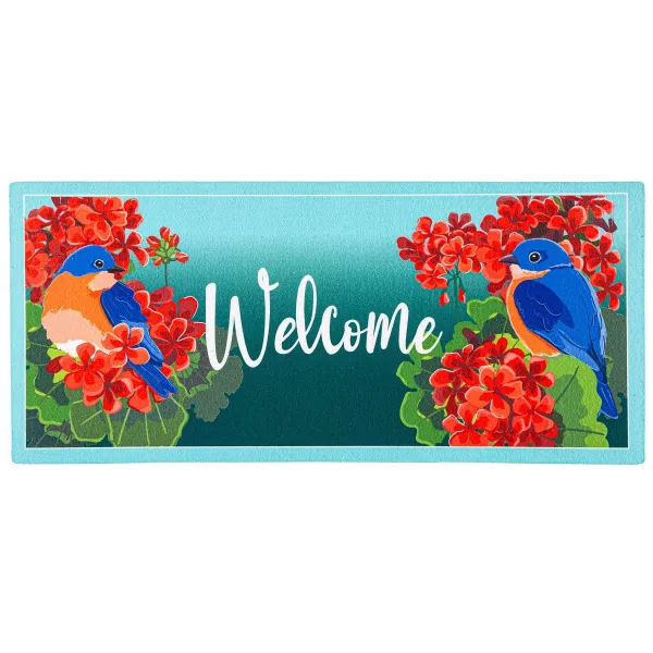Spring^Evergreen Bluebird In Red Geraniums Sassafras Switch Mat