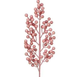 Floral^Regency Blush Glittered Cluster Berry Spray, 24"