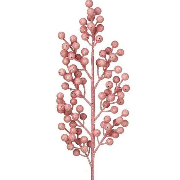 Floral^Regency Blush Glittered Cluster Berry Spray, 24"