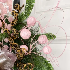 Floral^Regency Blush Sequin Wispy Ball Spray