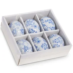 Focal Points^RAZ Box Of 6 Blue Floral Eggs