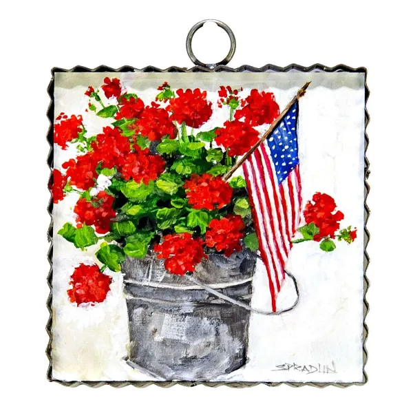 Table Decor^The Round Top Collection Bucket Of Geraniums Mini Gallery Art