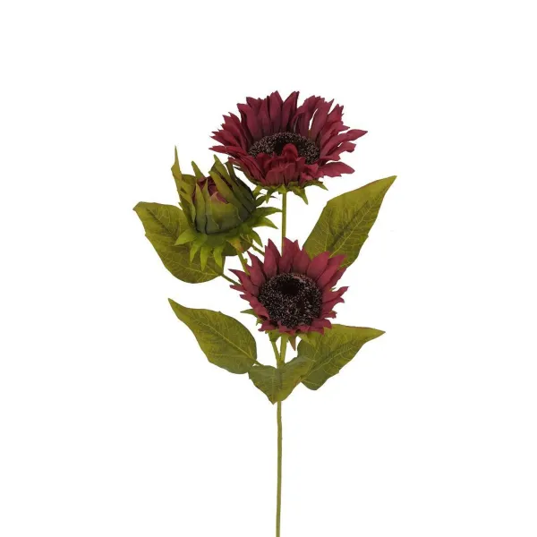 Floral^Liberty Floral Burgandy Sunflower Spray X3