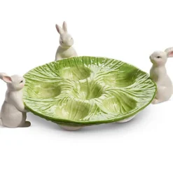 Kitchen & Dining^RAZ Cabbage Bunny Egg Holder Plate