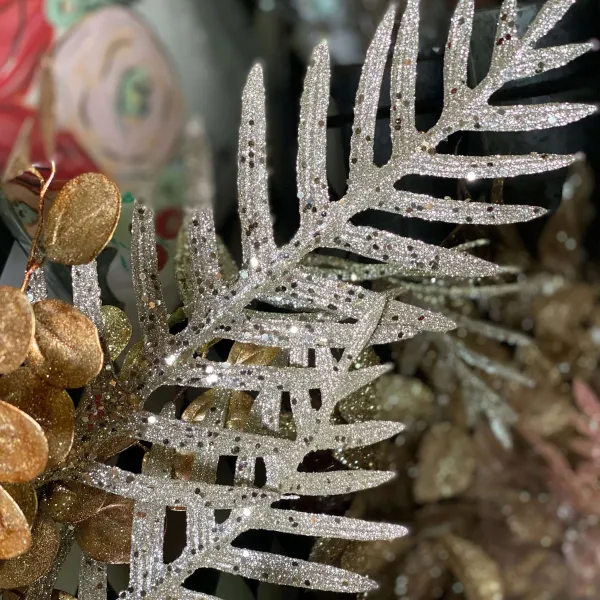 Floral^Regency Champagne Glitter Fern Spray