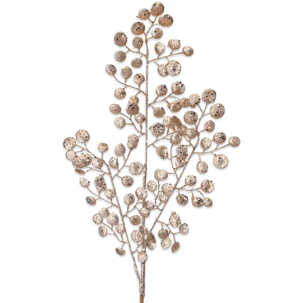 Floral Decor^Regency Champagne Glitter Mini Leaf Spray