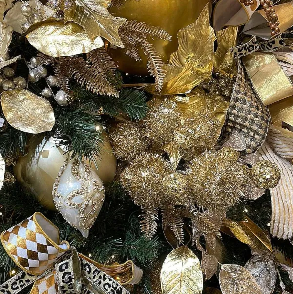 Floral^Creative Coop Champagne Tinsel Ball Pick