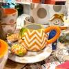 Kitchen & Dining^Happy Everything Chevron Pumpkin Shaped Mug By !