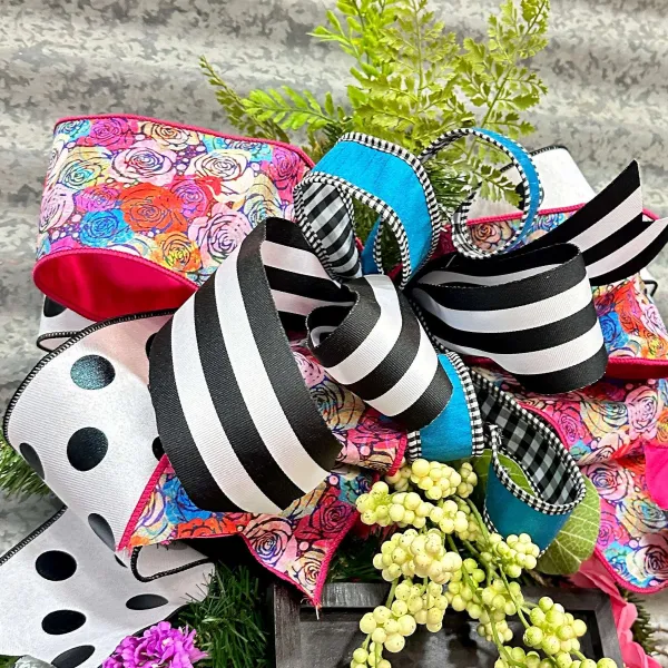 Spring Ribbon^D. Stevens Colorful Wild Roses Ribbon, 4" X 10Yd