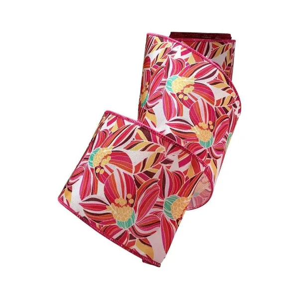 Spring Ribbon^D. Stevens Contemporary Hibiscus Garden Ribbon, 4" X 10Yd