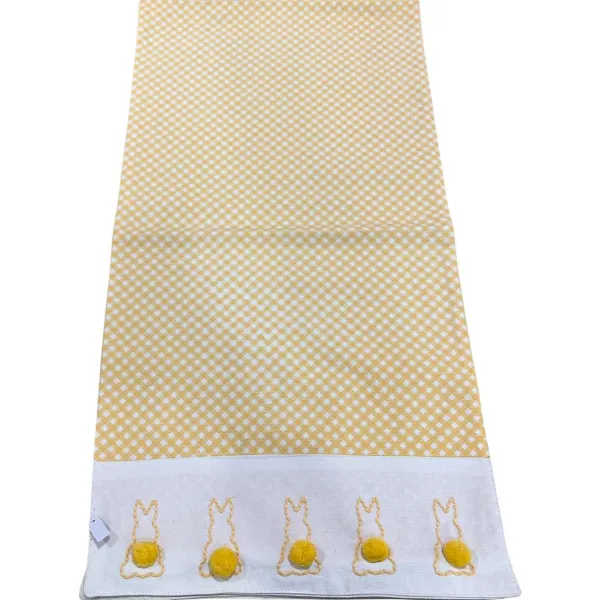 Easter^Two's Company Cottontail Table Runner With Bunny Pom Pom