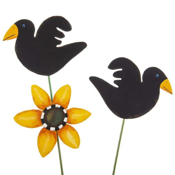 Pot Stakes^The Round Top Collection Crow And Sunflower Stakes