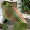 Ribbon^D. Stevens Diagonal Stripe Green And Red, 4" X 10Yd