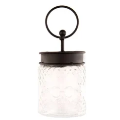 Table Decor^The Round Top Collection Embossed Glass Jar With Black Lid By