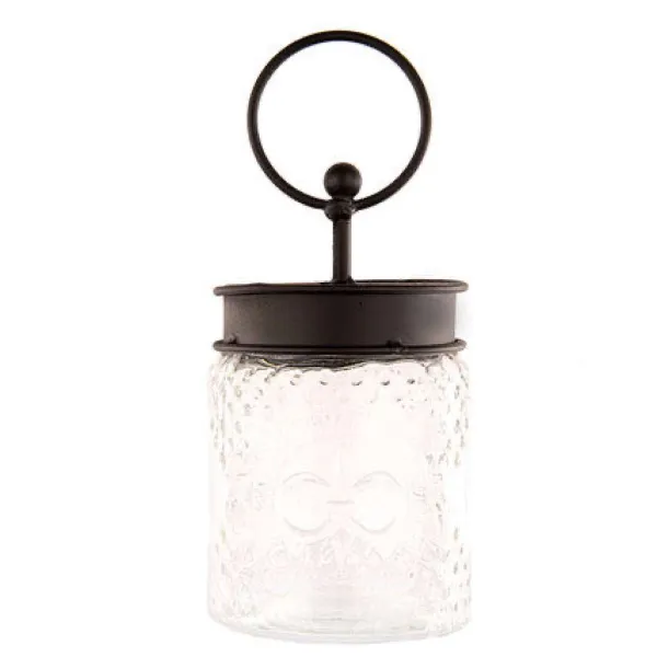 Table Decor^The Round Top Collection Embossed Glass Jar With Black Lid By