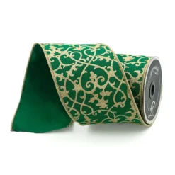 Ribbon^Farrisilk Emerald Cassia Acanthus Ribbon, 4" X 10Yd