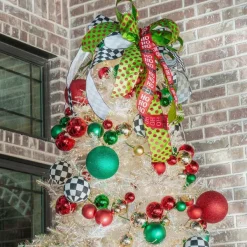 Mardi Gras^Farrisilk Emerald Green Glitter Ball Ornament, 6"