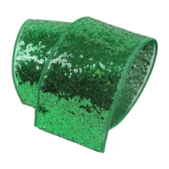Ribbon^Farrisilk Emerald Sequin Luster Ribbon 4"X10Yd