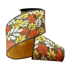 Ribbon^D. Stevens Fall Leaves Ribbon, 4" X 10Yd