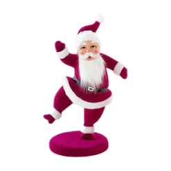 Figurines^180 Degrees Flocked Dancing Santa On Base