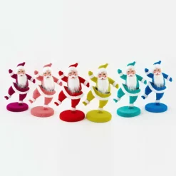 Figurines^180 Degrees Flocked Dancing Santa On Base