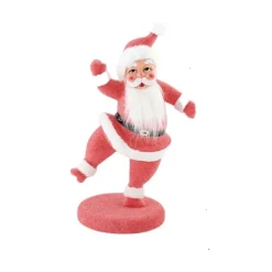 Figurines^180 Degrees Flocked Dancing Santa On Base