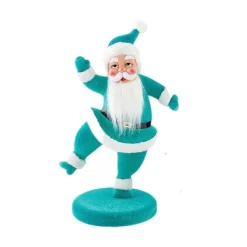 Table Decor^180 Degrees Flocked Dancing Santa On Base
