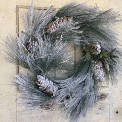 Door Decor^Liberty Floral Flocked Long Needle Pine Wreath, 24"