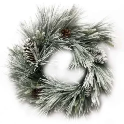 Door Decor^Liberty Floral Flocked Long Needle Pine Wreath, 24"