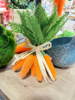 Table Decor^180 Degrees Flocked Orange Carrot Cluster