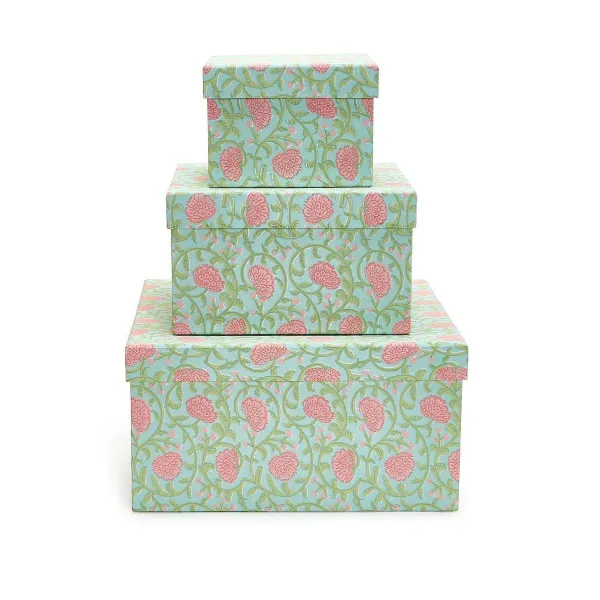Spring Focal Points^Two's Company Floral Block Print Nesting Boxes