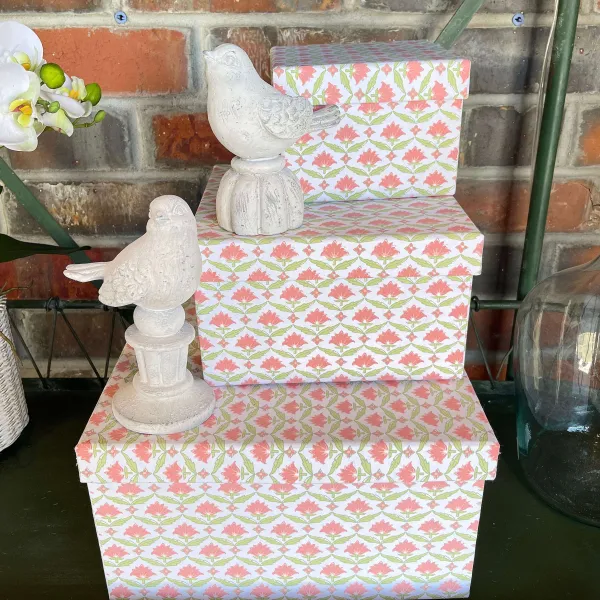 Spring Focal Points^Two's Company Floral Block Print Nesting Boxes