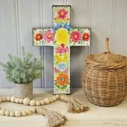 Table Decor^The Round Top Collection Floral Cross Gallery Art
