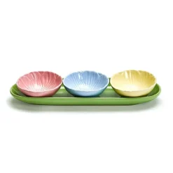 Kitchen & Dining^Two's Company Flower Tidbit Bowls With Tray