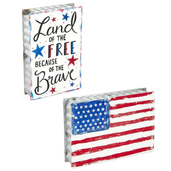Table Decor^The Round Top Collection Free And Brave Flag Sitter