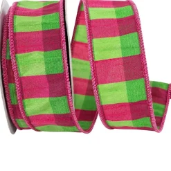 Spring Ribbon^Reliant Ribbon Fuchsia & Lime Elizabeth Ribbon, 1.5" X 10Yd