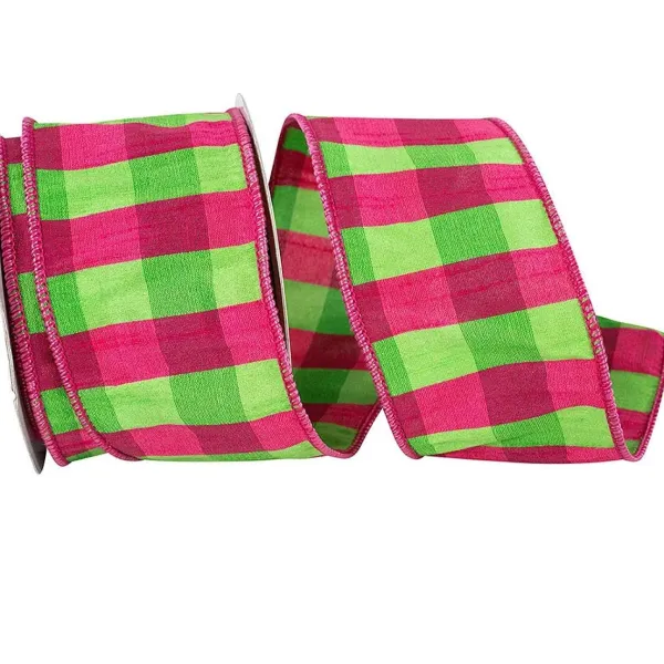 Spring^Reliant Ribbon Fuchsia & Lime Elizabeth Ribbon, 2.5" X 10Yd