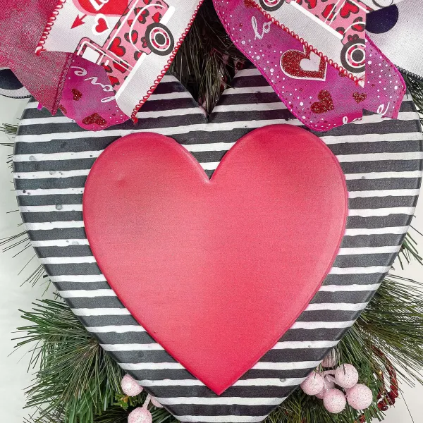 Ribbon^Reliant Ribbon Fuchsia Glitter Heart Ribbon, 2.5"X10Yd