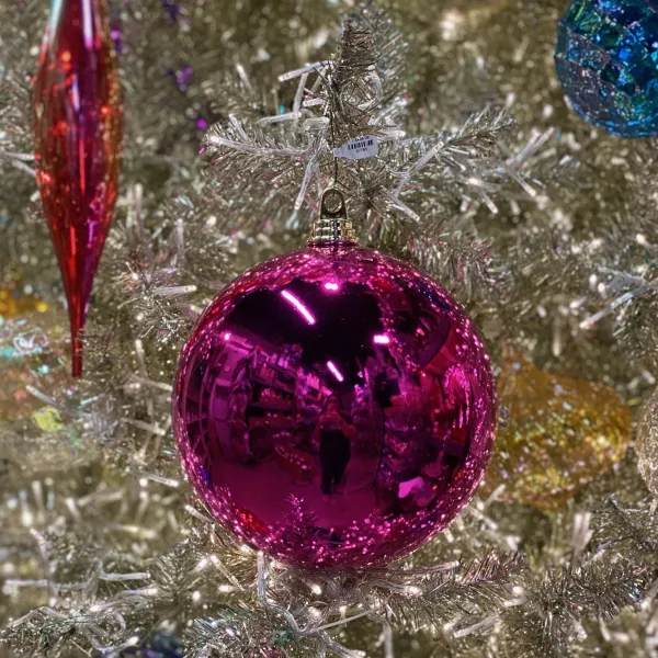 Ball Ornaments^Farrisilk Fuchsia Shiny Ball Ornament, 6"