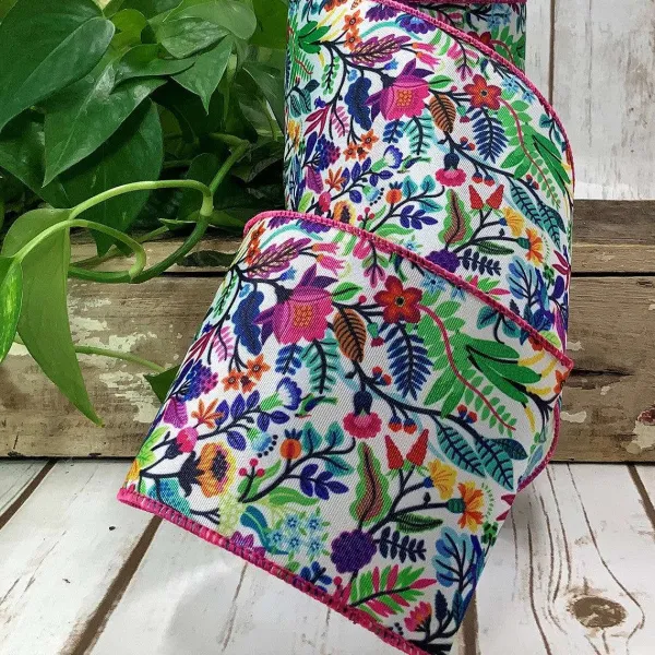 Ribbon^D. Stevens Garden Floral Ribbon 4"X10Yds