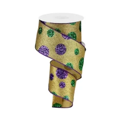 Ribbon^Craig Bachman Giant Mardi Gras Polka Dots, 2.5"X10Yd